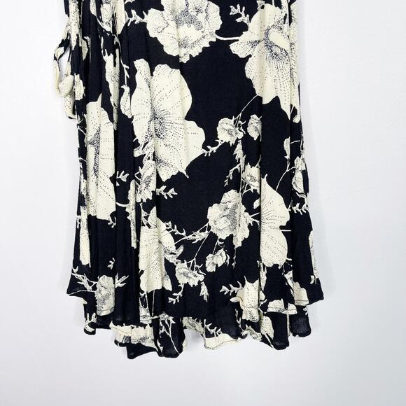 Free People XSmall XS Black Cream Floral French Quarter Printed Mini Dress Wrap - Picture 9 of 13